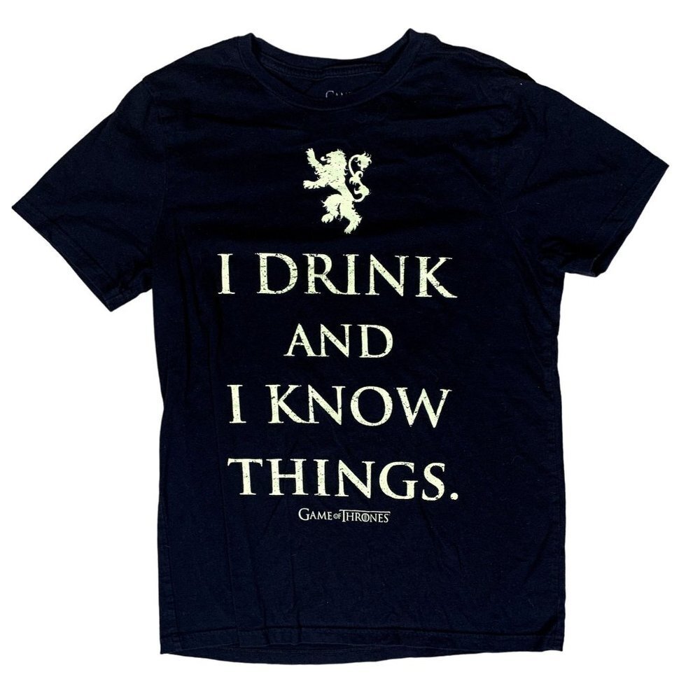 Game of Thrones I Drink and I Know Things 100% Cotton Black T-Shirt Size Medium